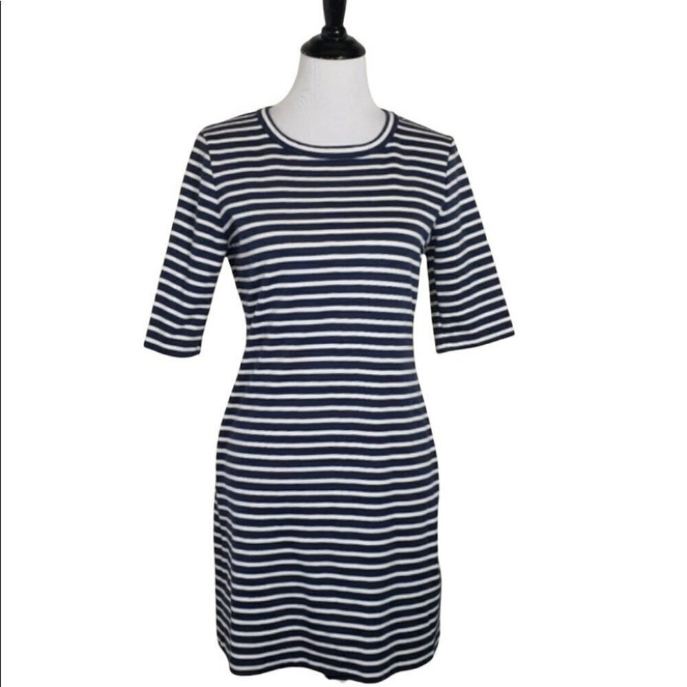 Joe Fresh M blue/white striped stretch dress